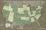 Highly detailed map of the United States, Camo Poster och Canvastavla
