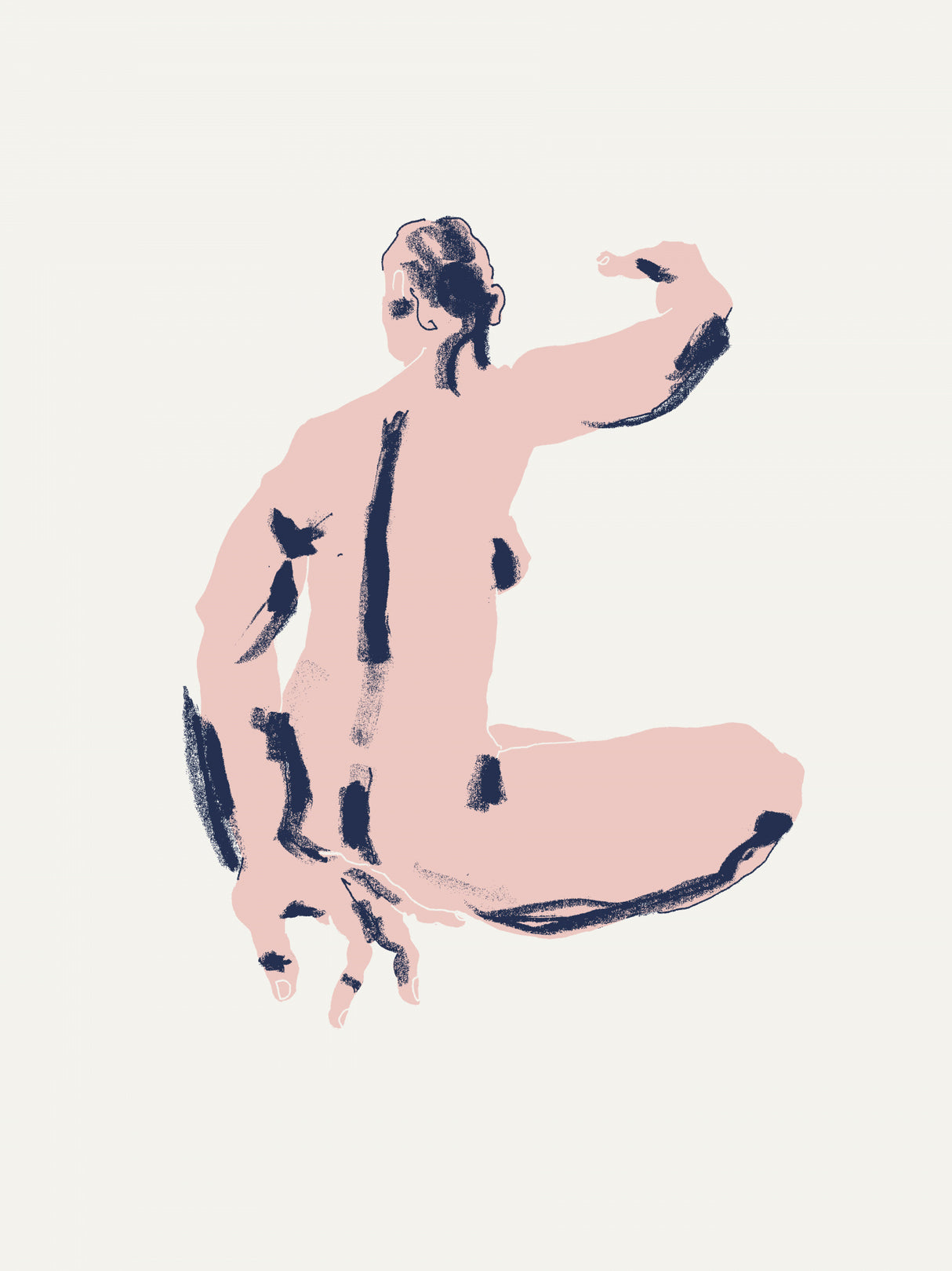 Seated Nude Back View Poster och Canvastavla