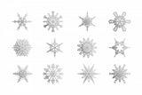 Twelve geometric snowflakes in gray Poster och Canvastavla