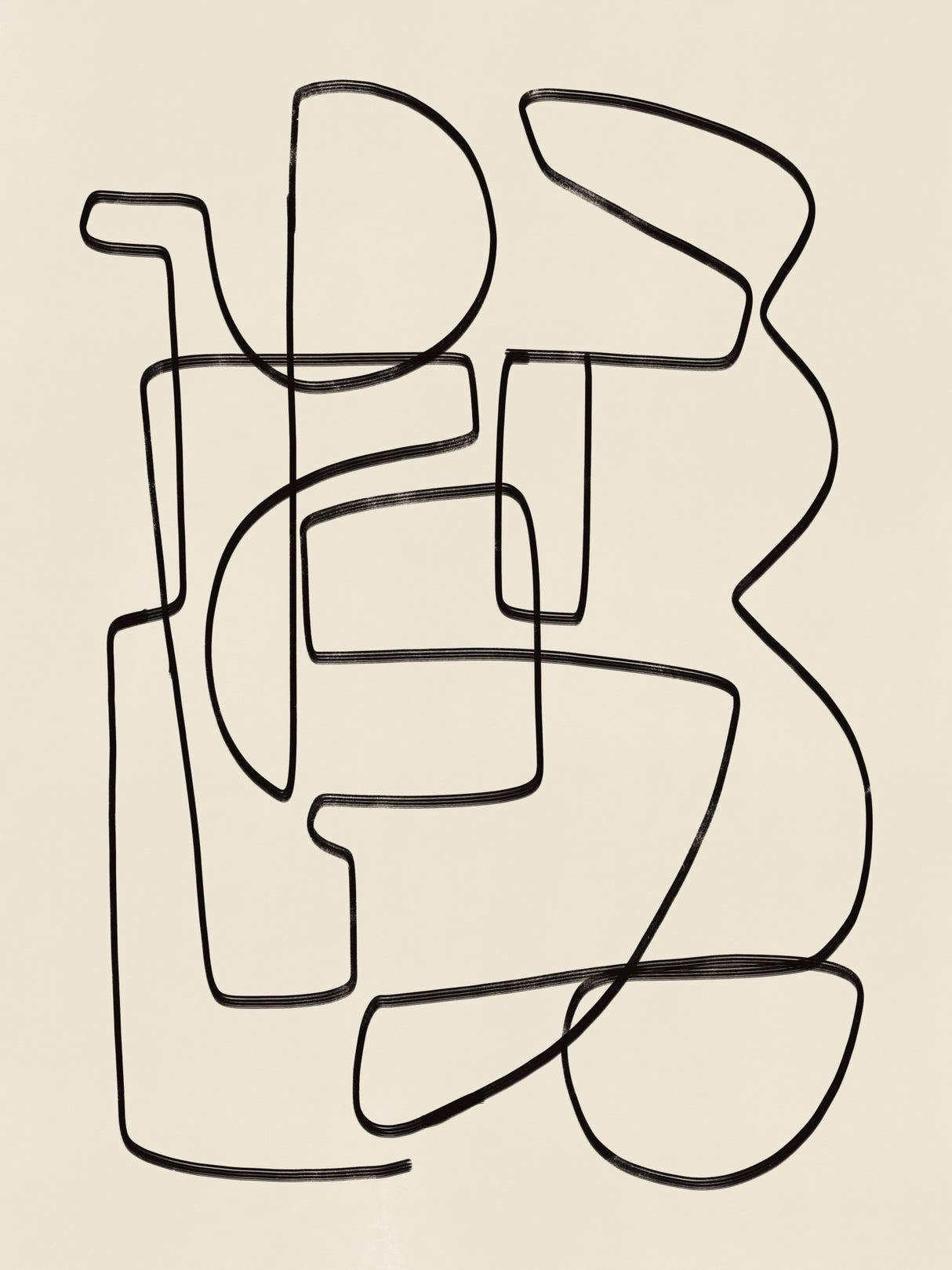 Warm Abstract Line Art Composition Poster och Canvastavla
