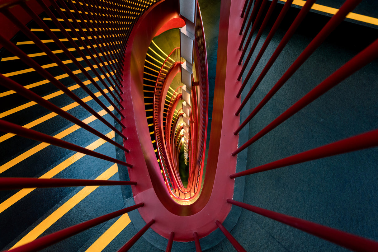 Red spiral ladder Poster och Canvastavla