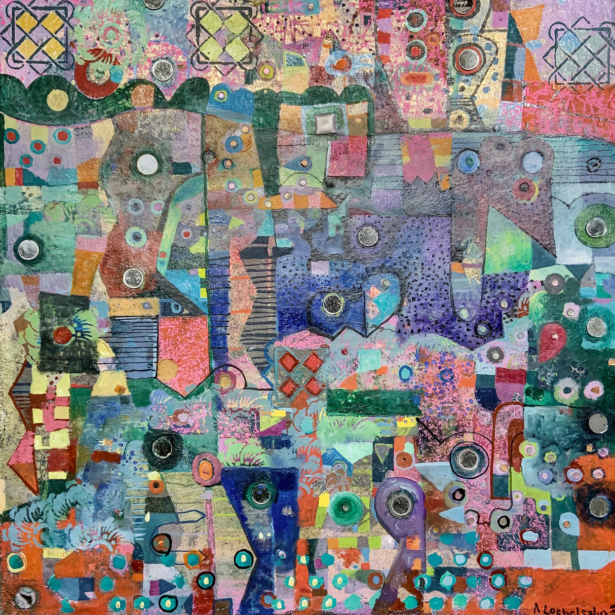 Blue Mirrors 20x20 Oil Paintmixed Media 2021 Poster och Canvastavla