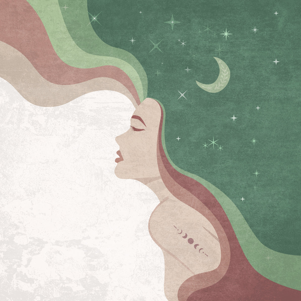 Moon Lady Green Poster och Canvastavla
