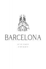 Barcelona city coordinates Poster och Canvastavla
