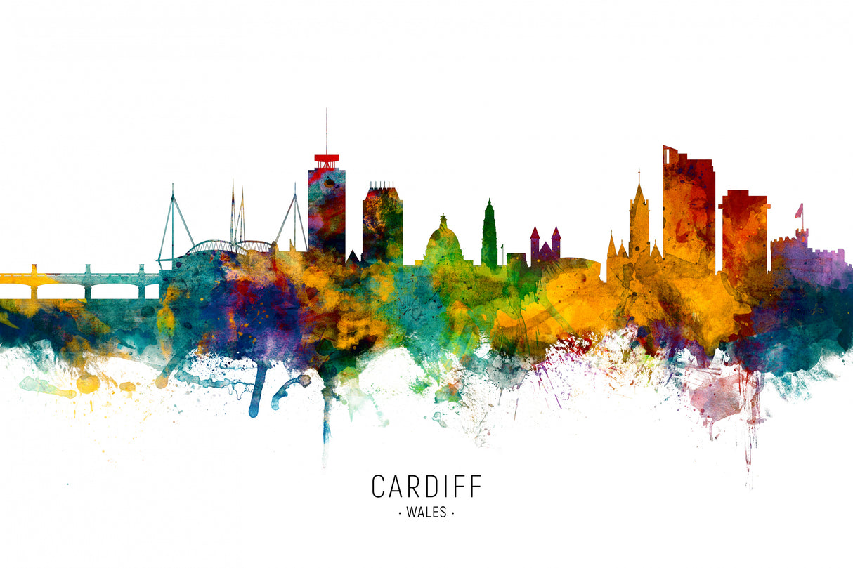 Cardiff Wales Skyline Poster och Canvastavla