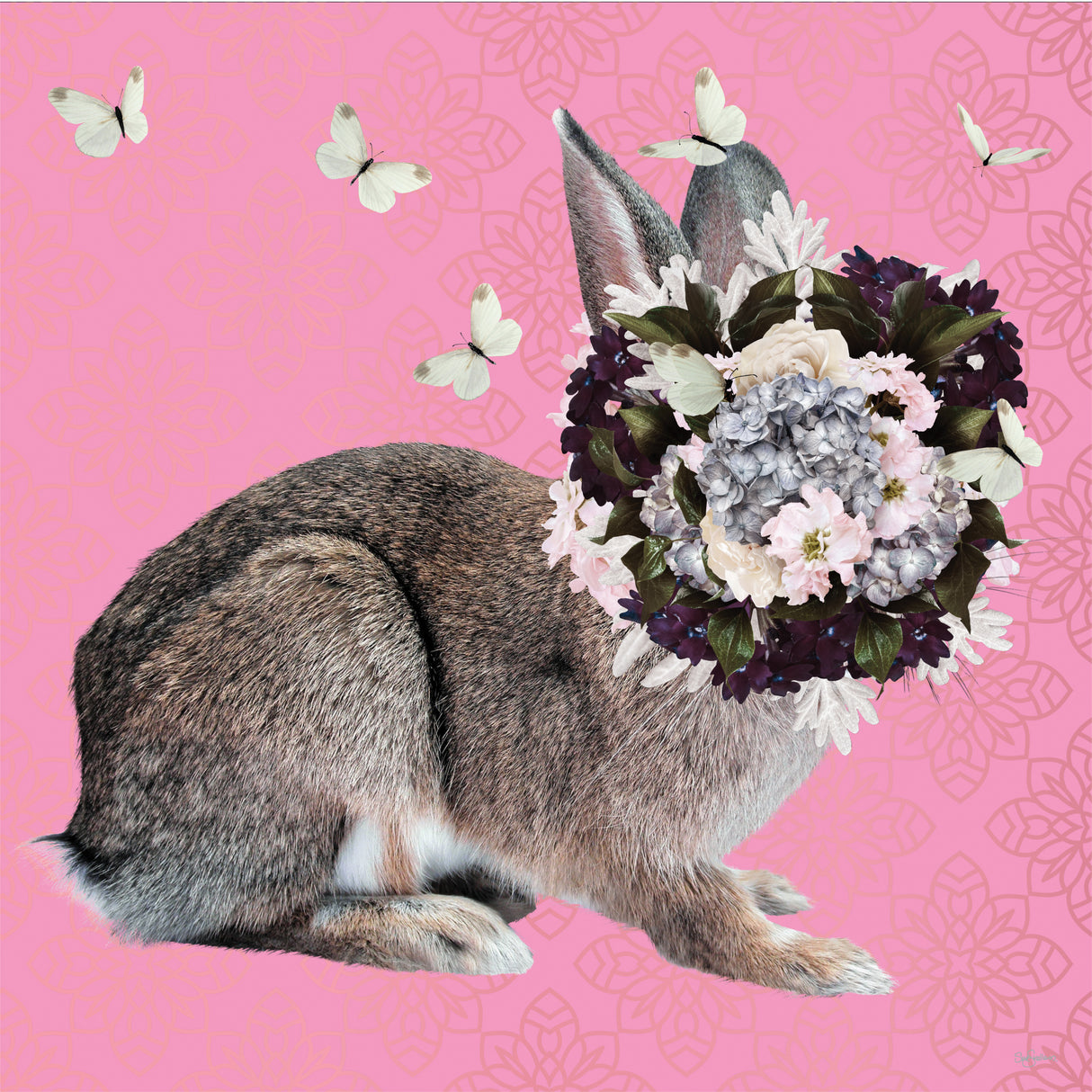 Spring Flower Bonnet On Bunny Poster och Canvastavla