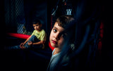 Looking kid behind the net Poster och Canvastavla