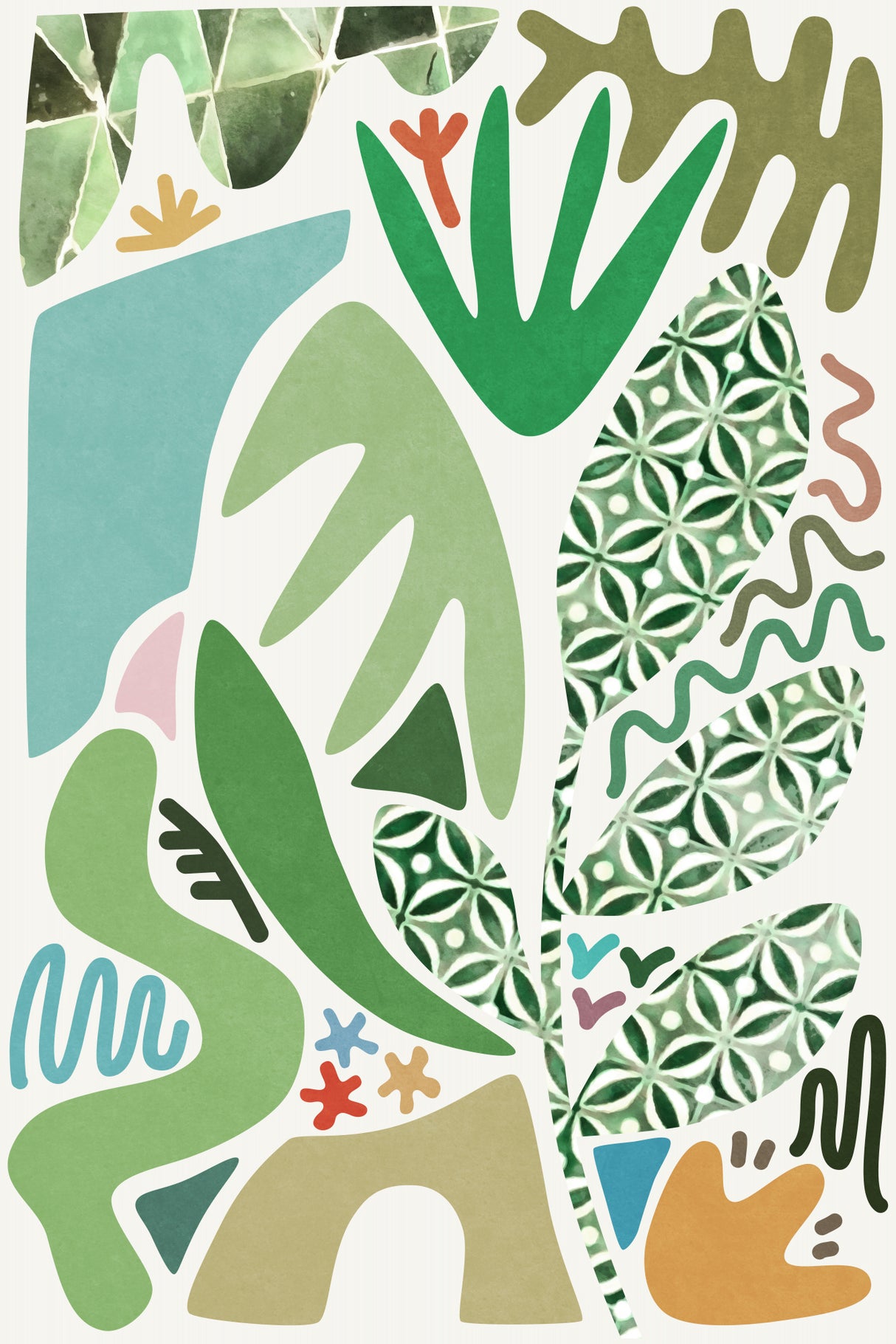 Palm Garden Colors and Shapes Poster och Canvastavla