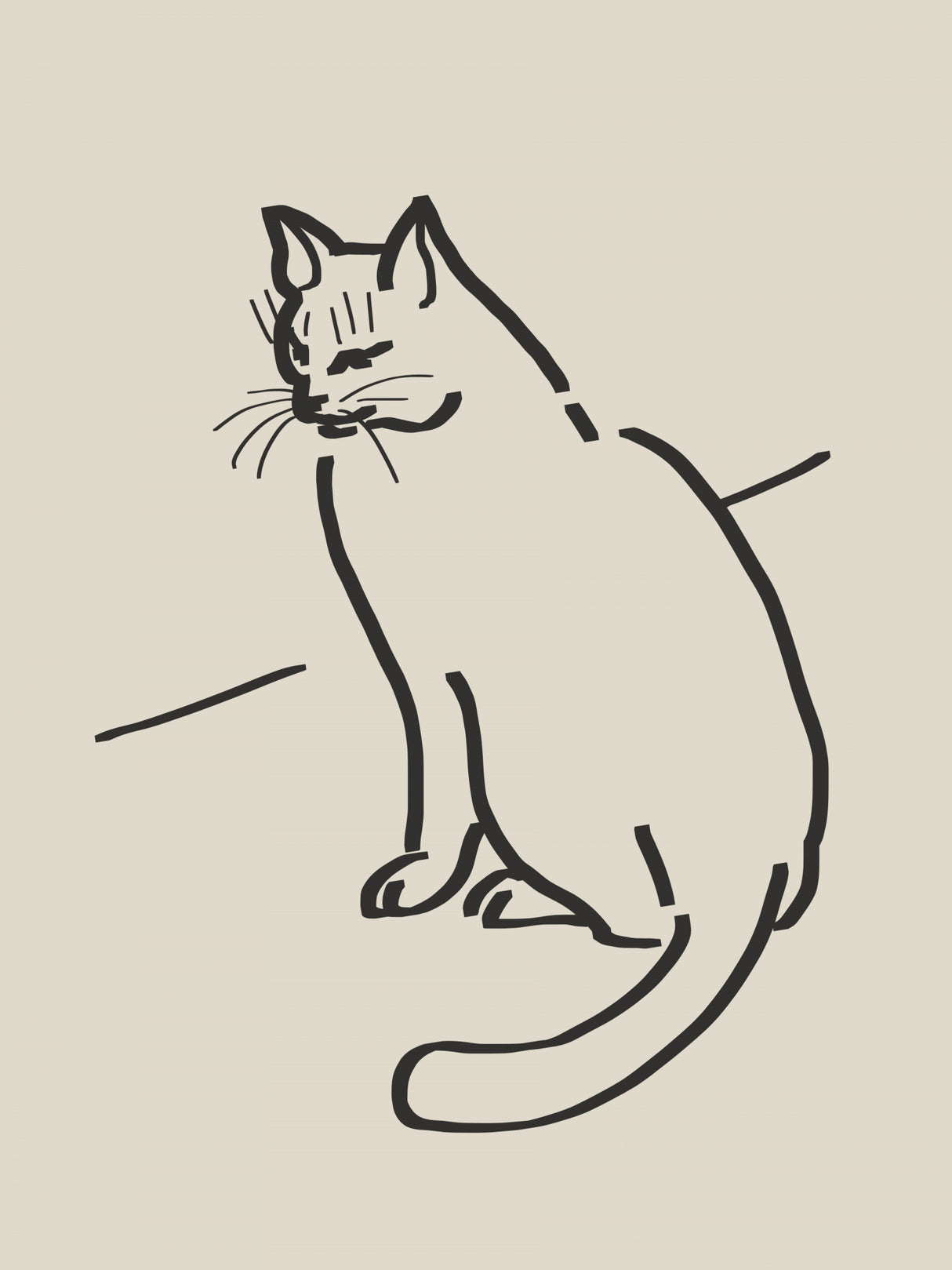 Line Art Cat Drawing 3 Poster och Canvastavla