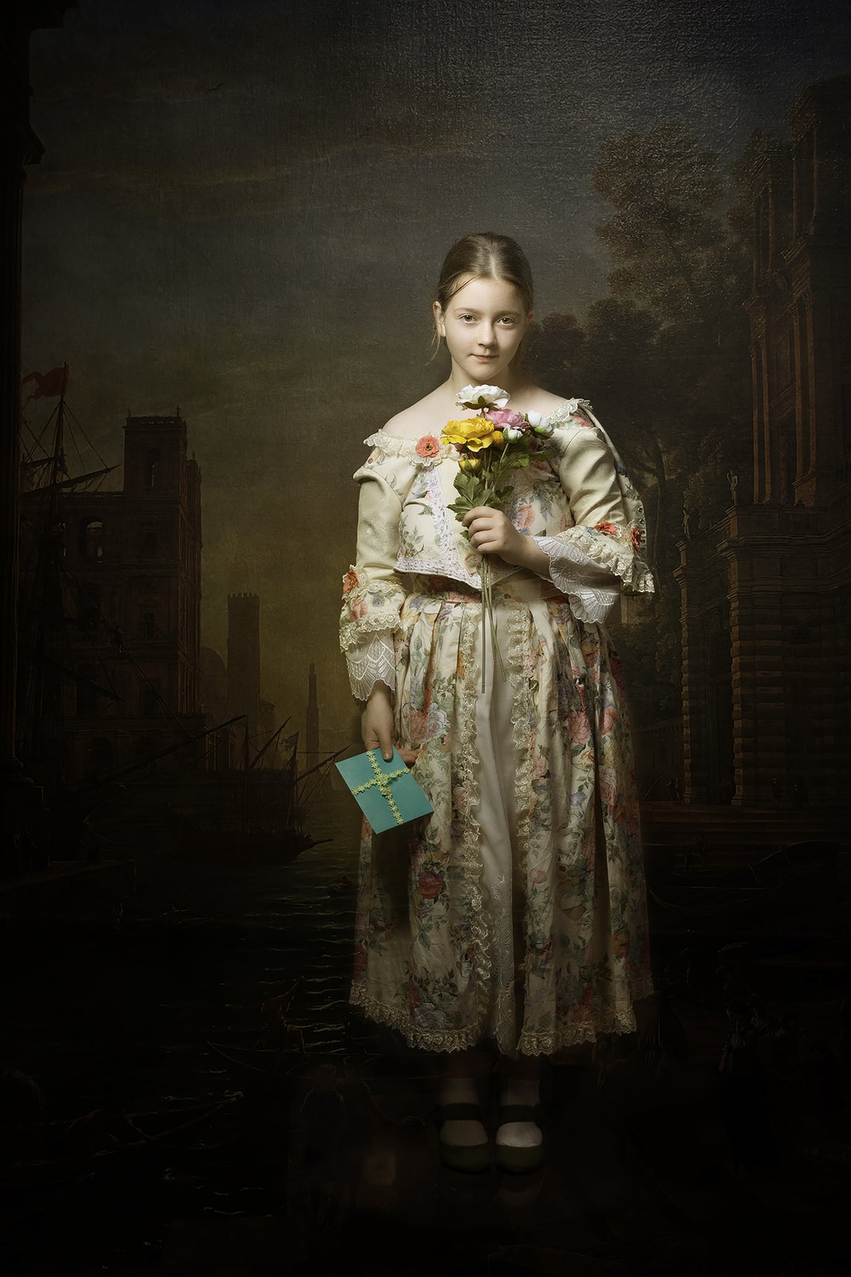 The girl with the blue letter Poster och Canvastavla