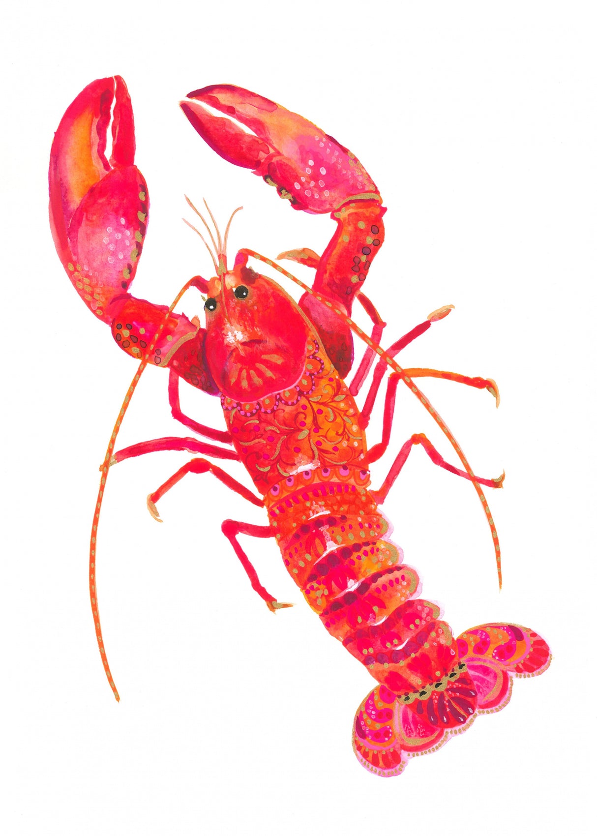 Patterned Lobster Poster och Canvastavla