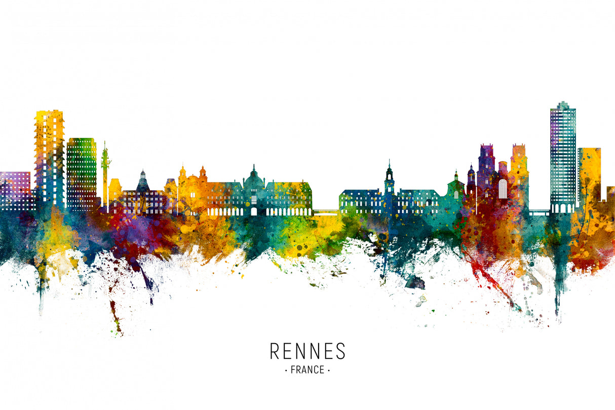 Rennes France Skyline Poster och Canvastavla