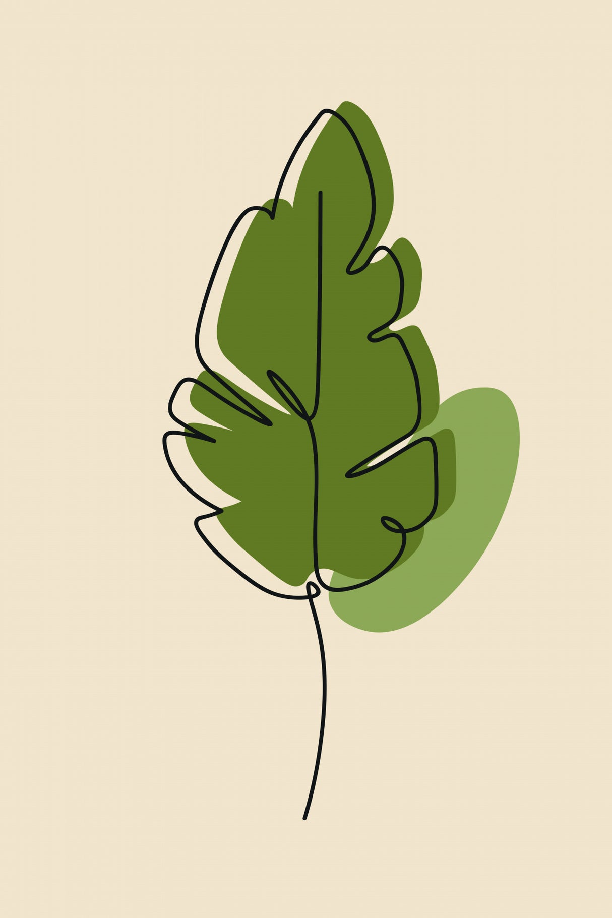 Abstract One Line Leaf Drawing Iii Poster och Canvastavla