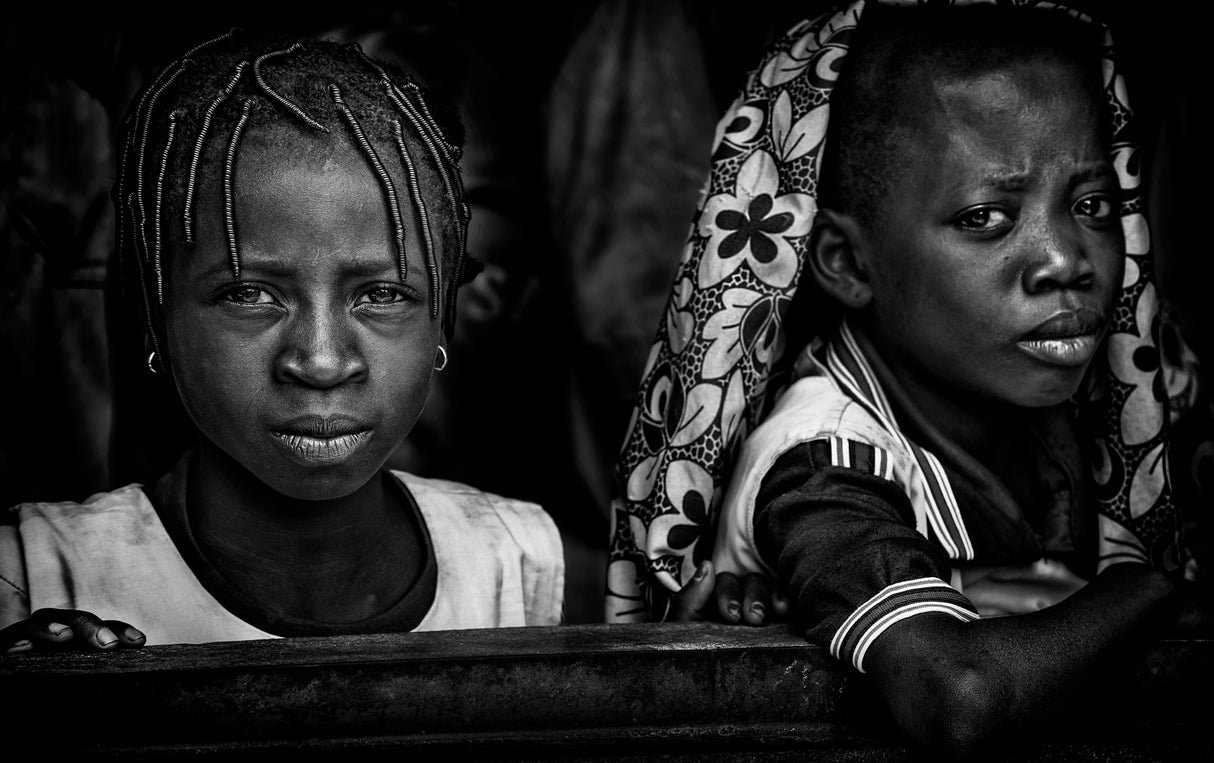 Two girls at school - Benin Poster och Canvastavla