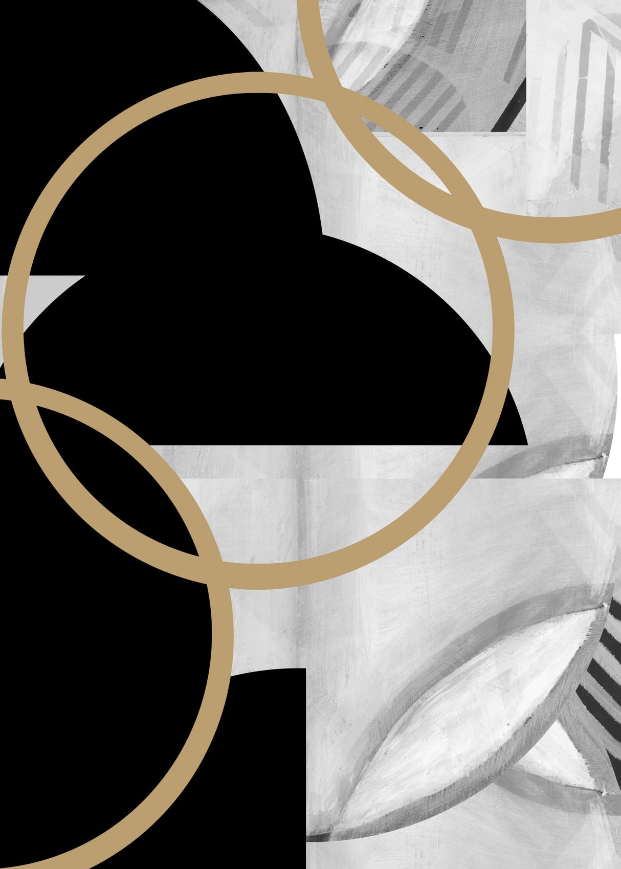 Black and White Stripes Gold Spheres No3 Poster och Canvastavla
