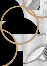 Black and White Stripes Gold Spheres No3 Poster och Canvastavla