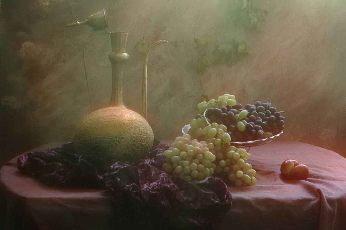 Still life with Grapes and Melon Poster och Canvastavla