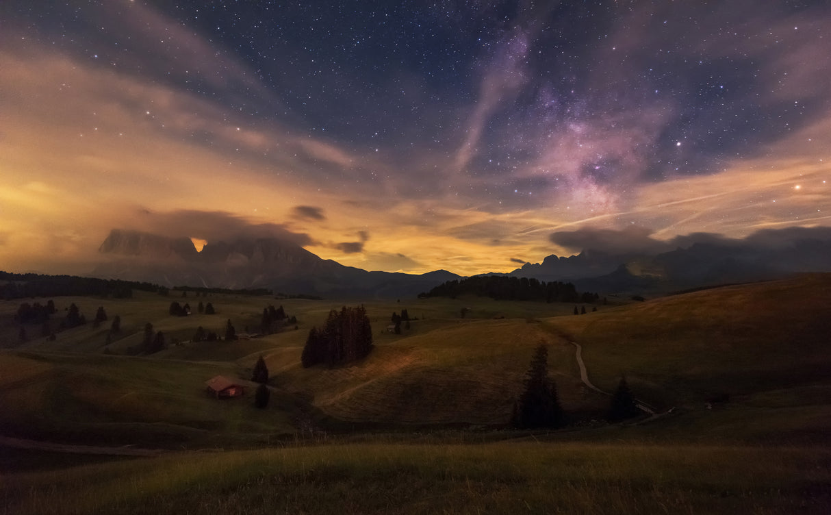 Alpe di Siusi at night Poster och Canvastavla