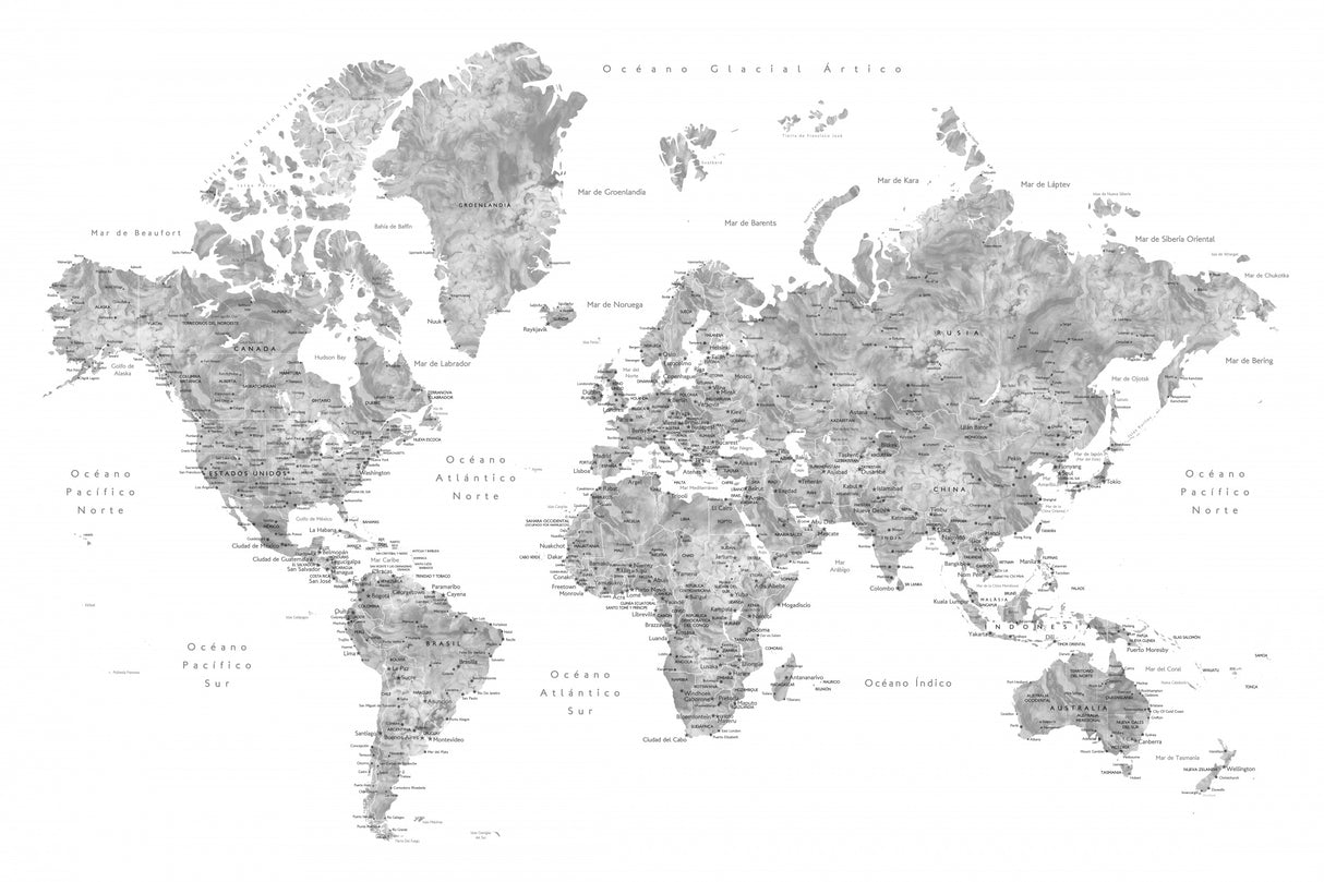 Jimmy world map in Spanish Poster och Canvastavla