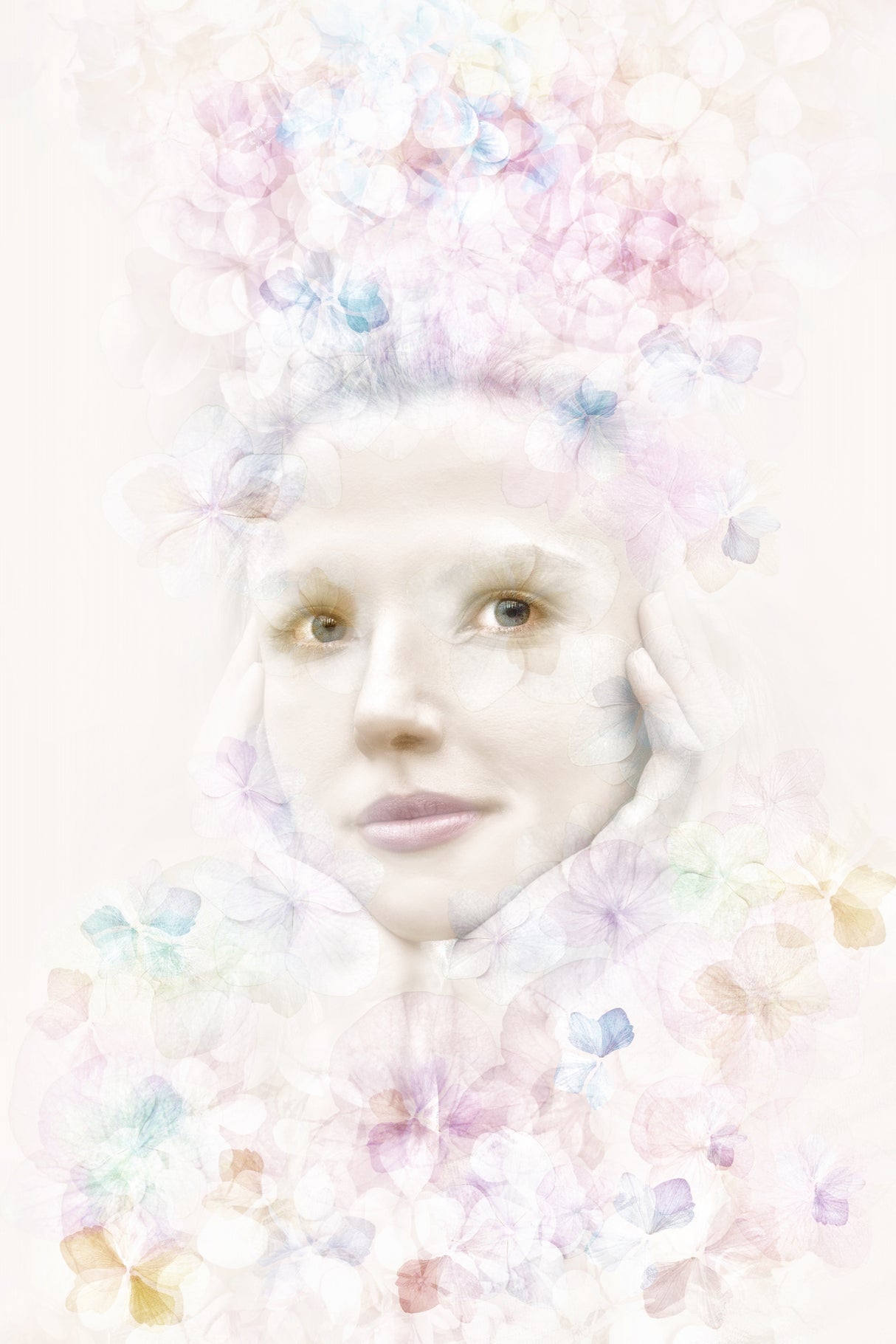 La femme aux hortensias - Woman with hydrangeas Poster och Canvastavla
