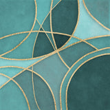 Round Abstracts Turquoise Gold Poster och Canvastavla