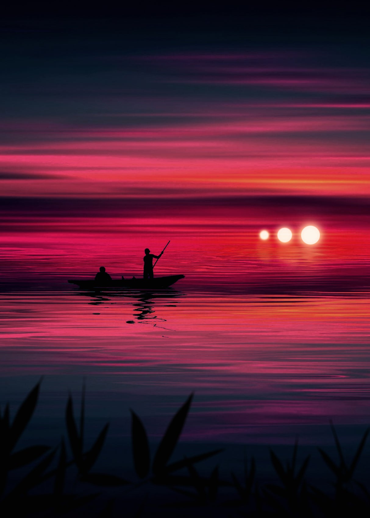 Fisherman Sunset Poster och Canvastavla