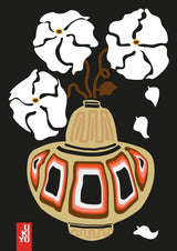 Ukiyo Vase Flower Black Poster och Canvastavla