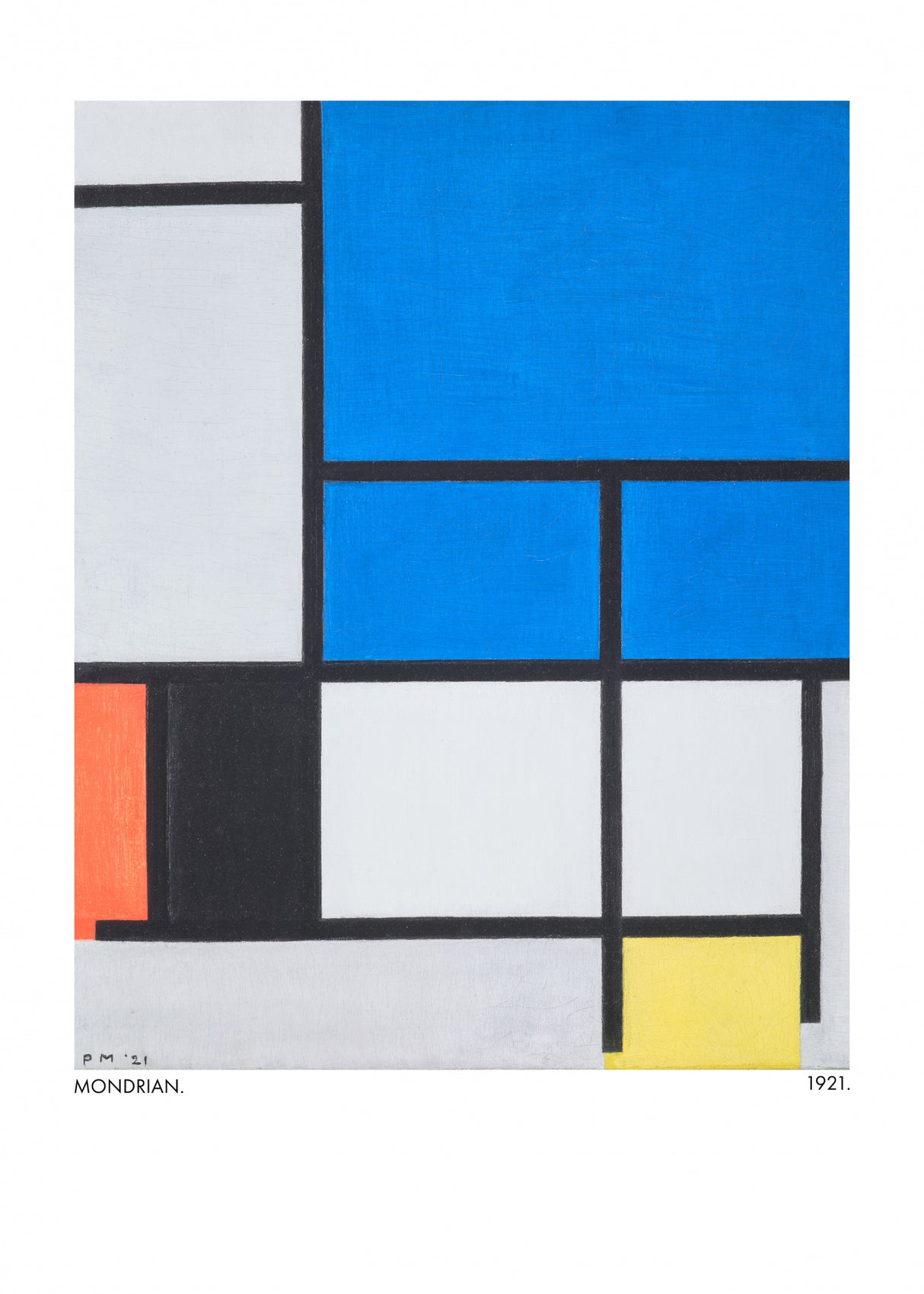 Composition with Large Blue Plane, Red, Black, Yellow, and Gray 1921 Poster och Canvastavla