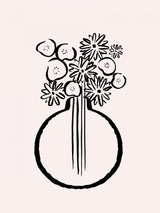 Monochrome Flowers In Vase Poster och Canvastavla