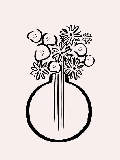 Monochrome Flowers In Vase Vas och keramikposter