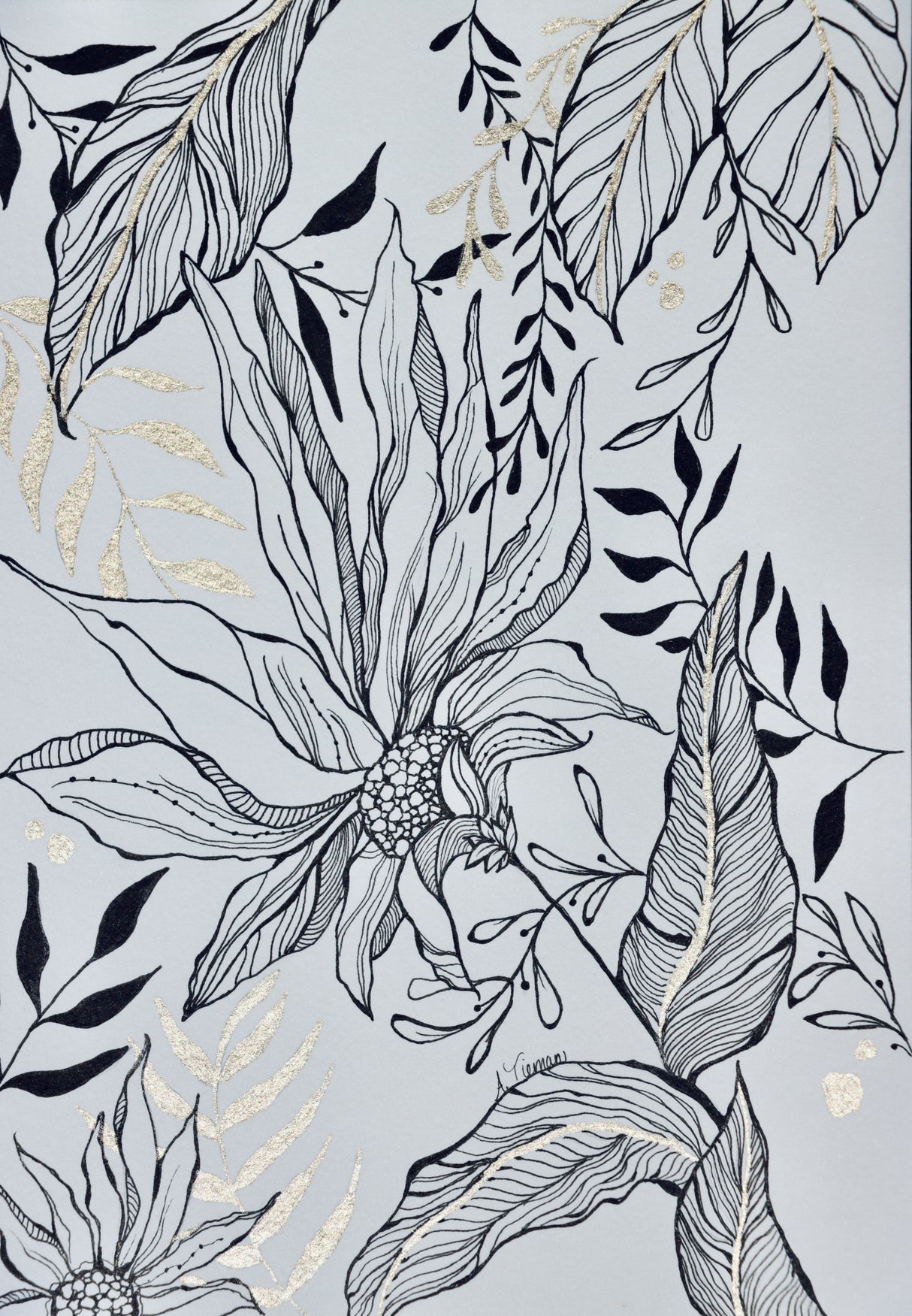 Black and Gold Botanical Poster och Canvastavla