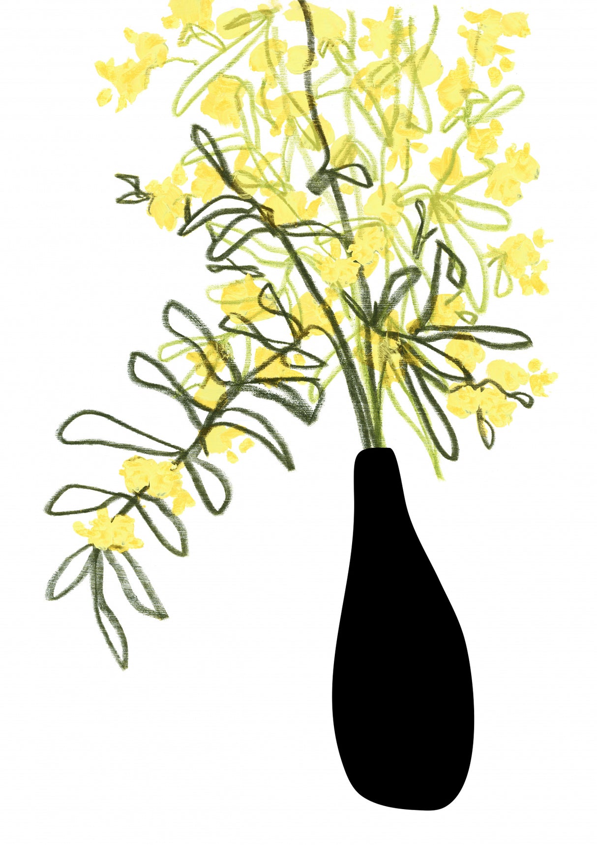 Yellow blooms in a vase Poster och Canvastavla