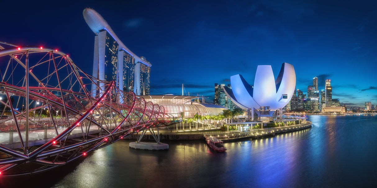 Singapore - Marina Bay Panorama Poster och Canvastavla