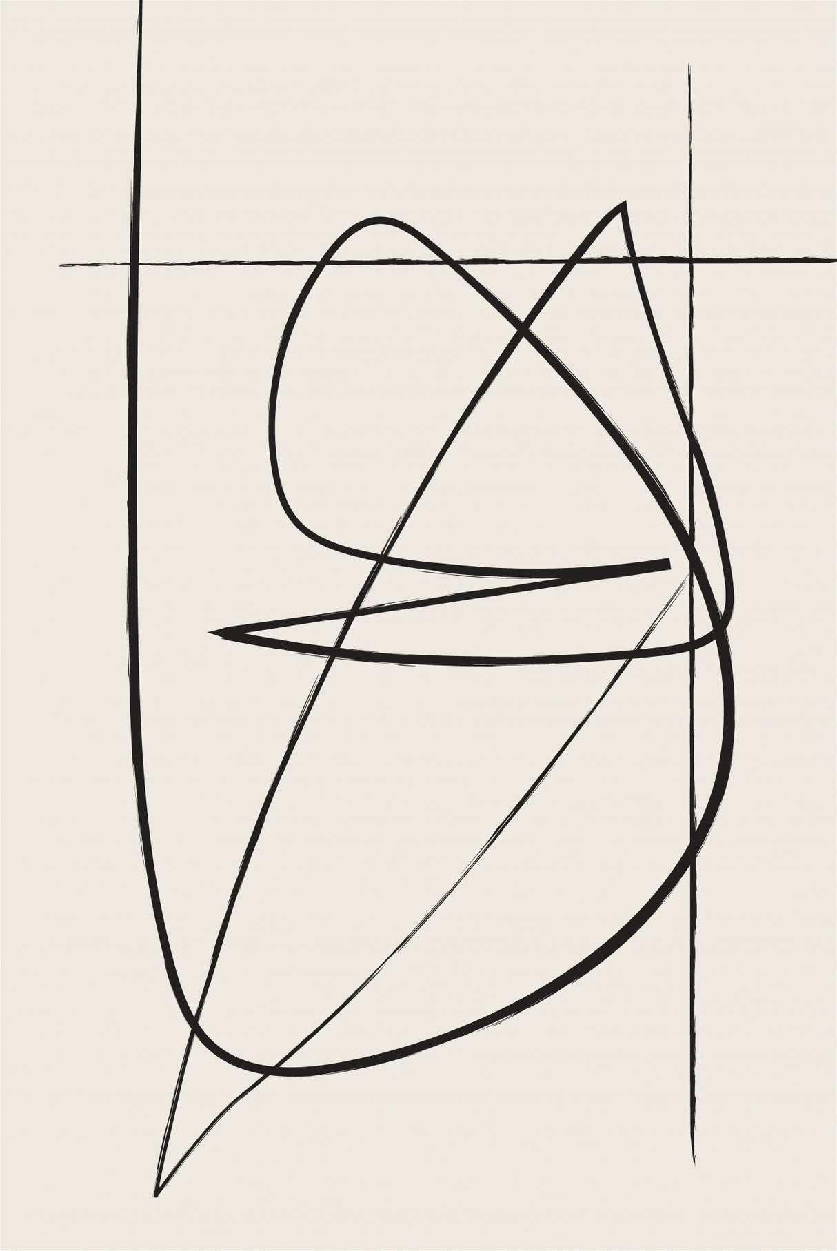 Beige Lines Poster och Canvastavla