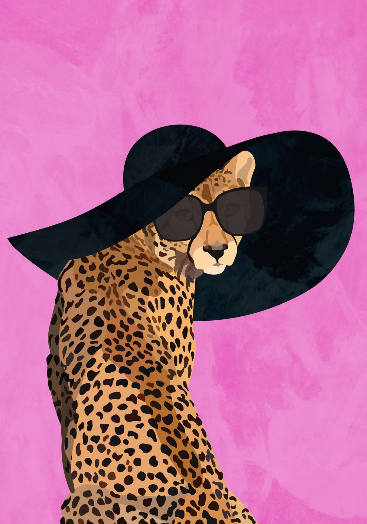 Cheetah Hat Pink Poster och Canvastavla