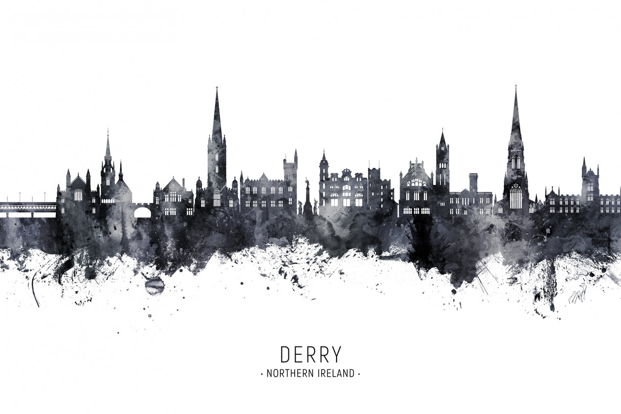 Derry Northern Ireland Skyline Poster och Canvastavla