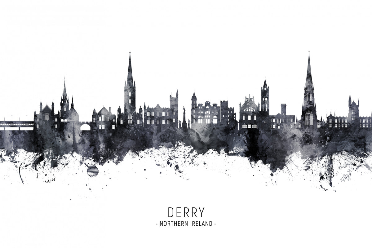 Derry Northern Ireland Skyline Poster och Canvastavla