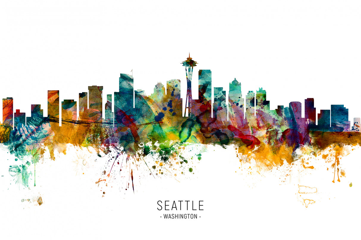 Seattle Washington Skyline Poster och Canvastavla