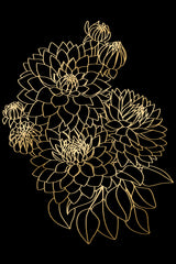 Pacey dahlias bouquet in gold and black Poster och Canvastavla