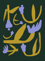 Purple and Gold Flower Cut Out Poster och Canvastavla