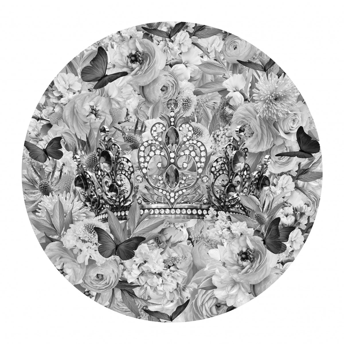 Candy Blooms &amp; Crown Black &amp; White Poster och Canvastavla