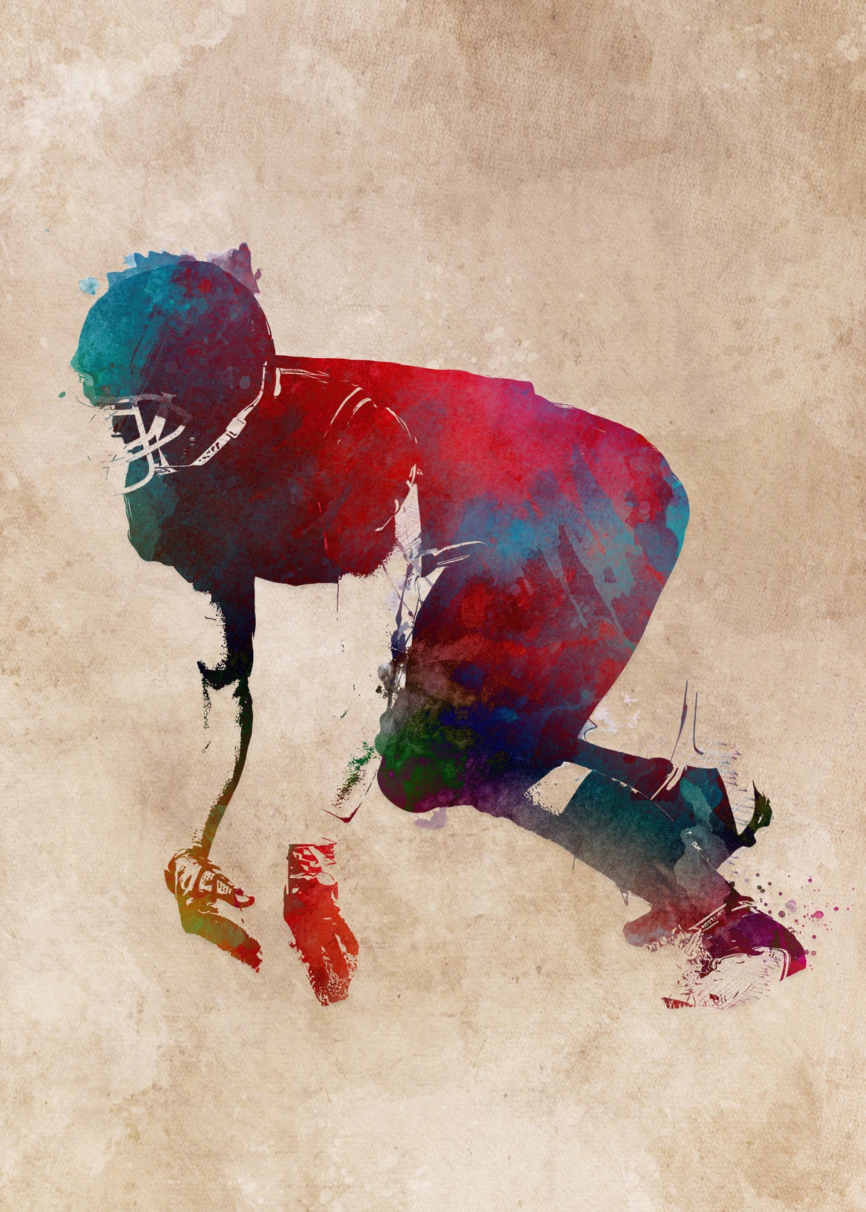 American Football Player Sport Art 12 Poster och Canvastavla