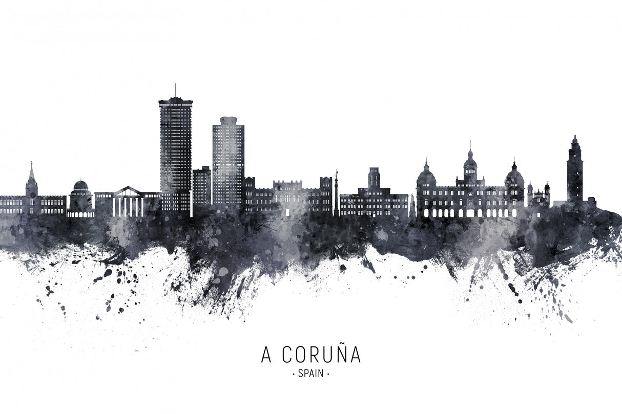 A Coruña Spain Skyline Poster och Canvastavla