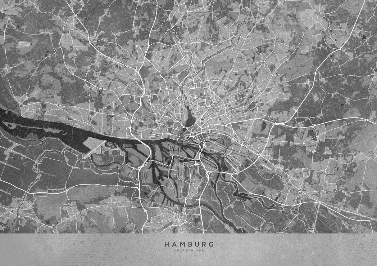 Gray vintage map of Hamburg Germany Poster och Canvastavla