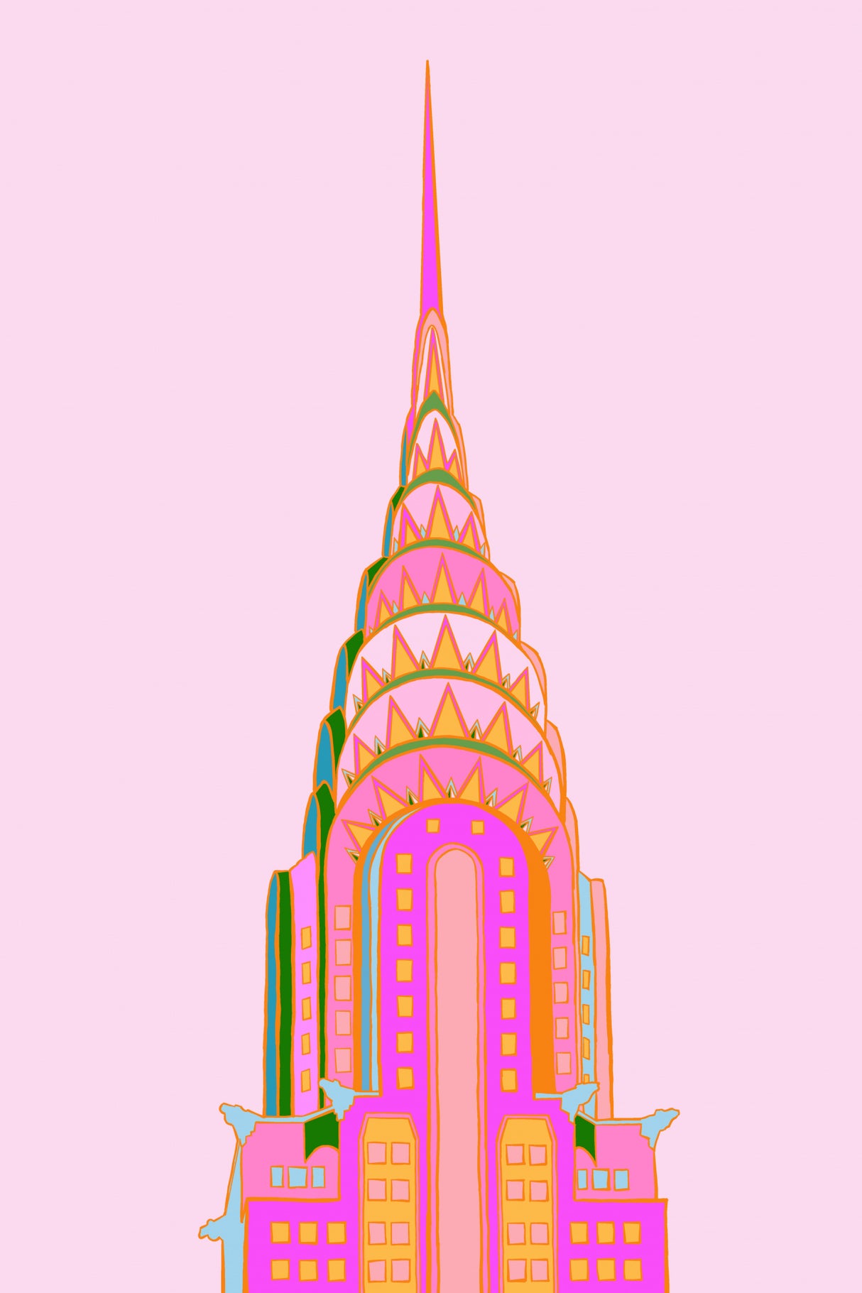 New York Skyscraper (Strawberry Mint) Poster och Canvastavla