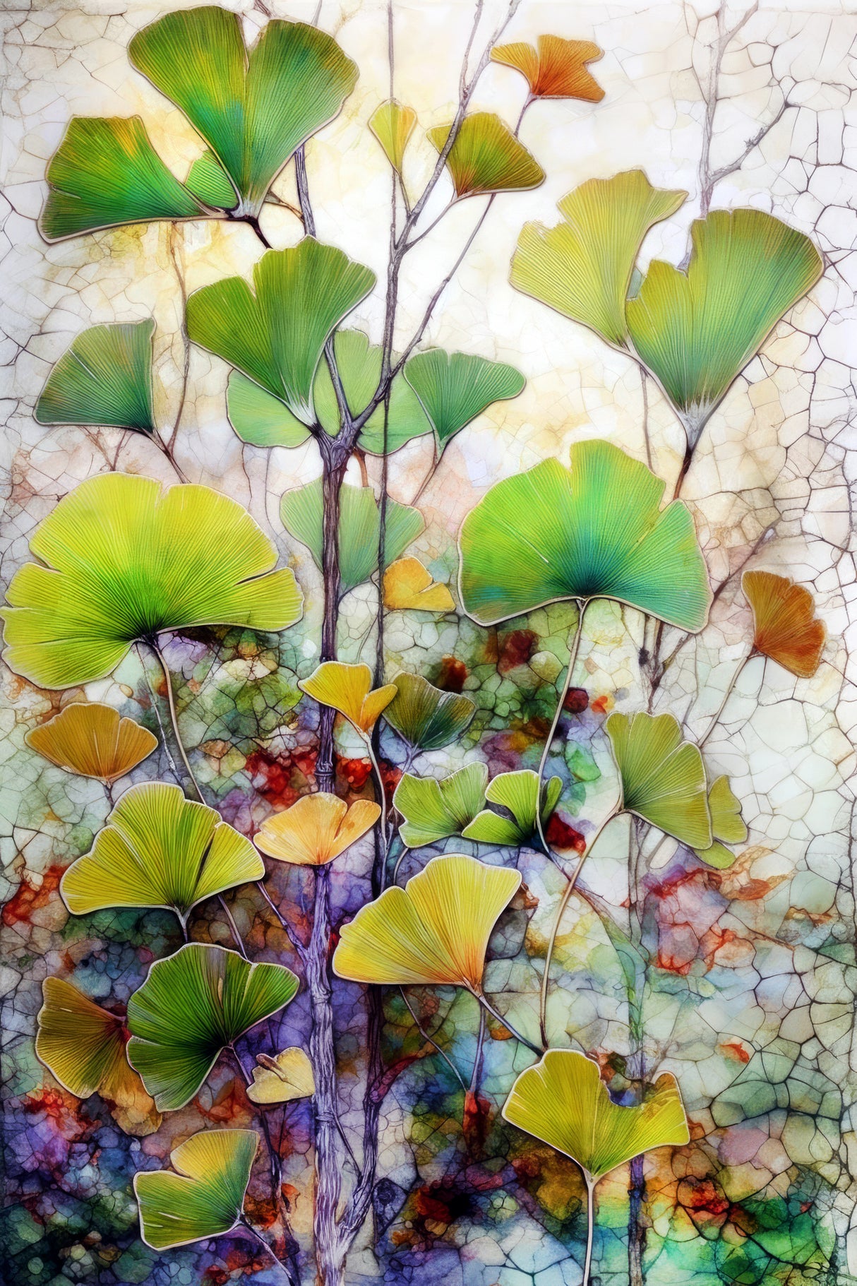 Ginko Biloba leaves 7 Poster och Canvastavla