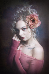 portrait of a young lady with flower in hair Poster och Canvastavla