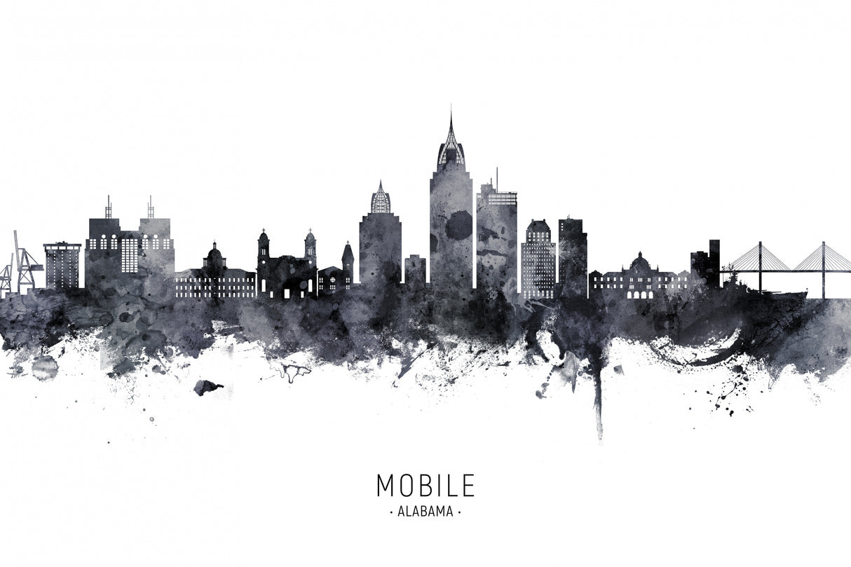Mobile Alabama Skyline Poster och Canvastavla