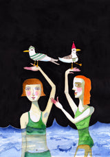 Best Friends Swimming with birds Poster och Canvastavla