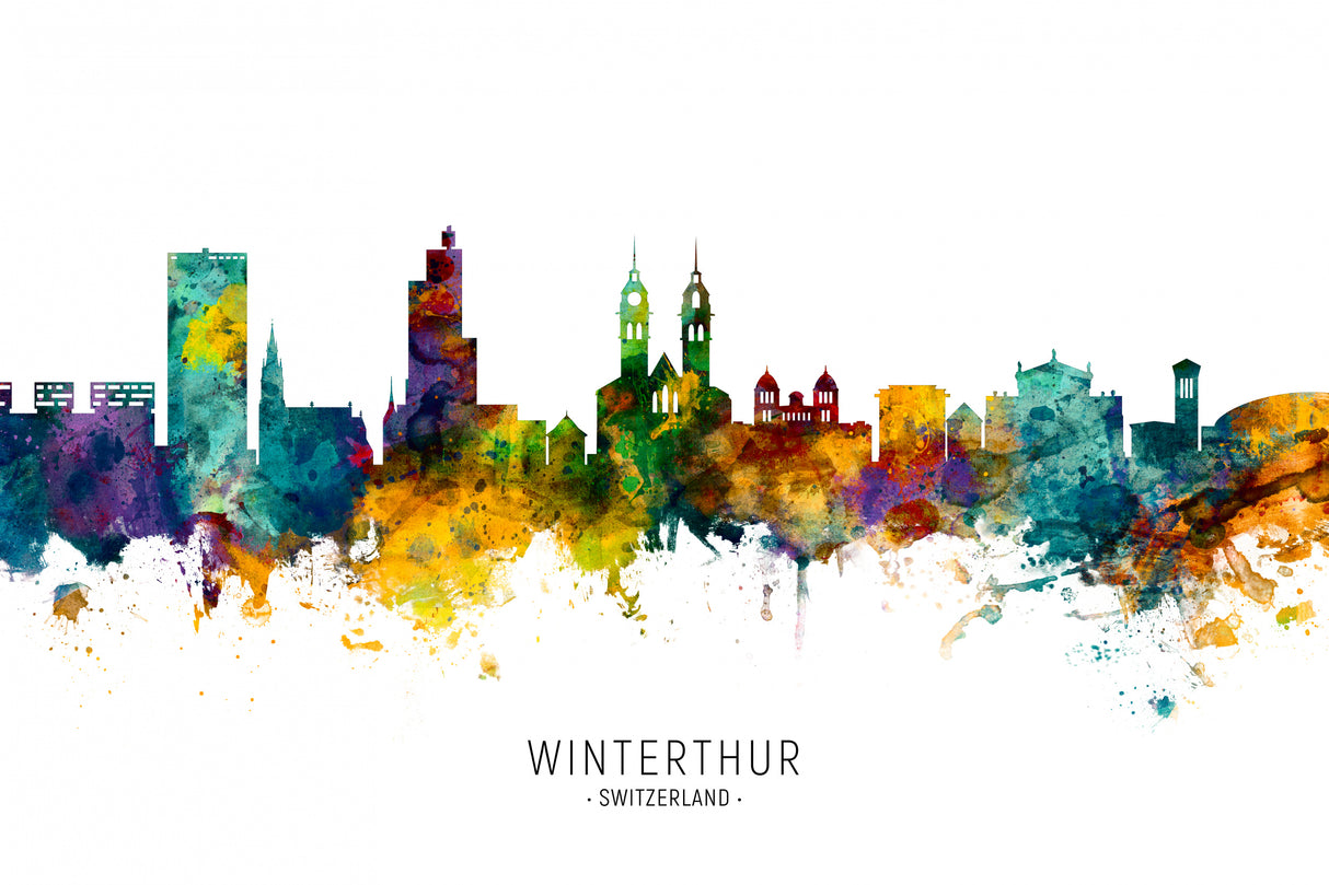 Winterthur Switzerland Skyline Poster och Canvastavla